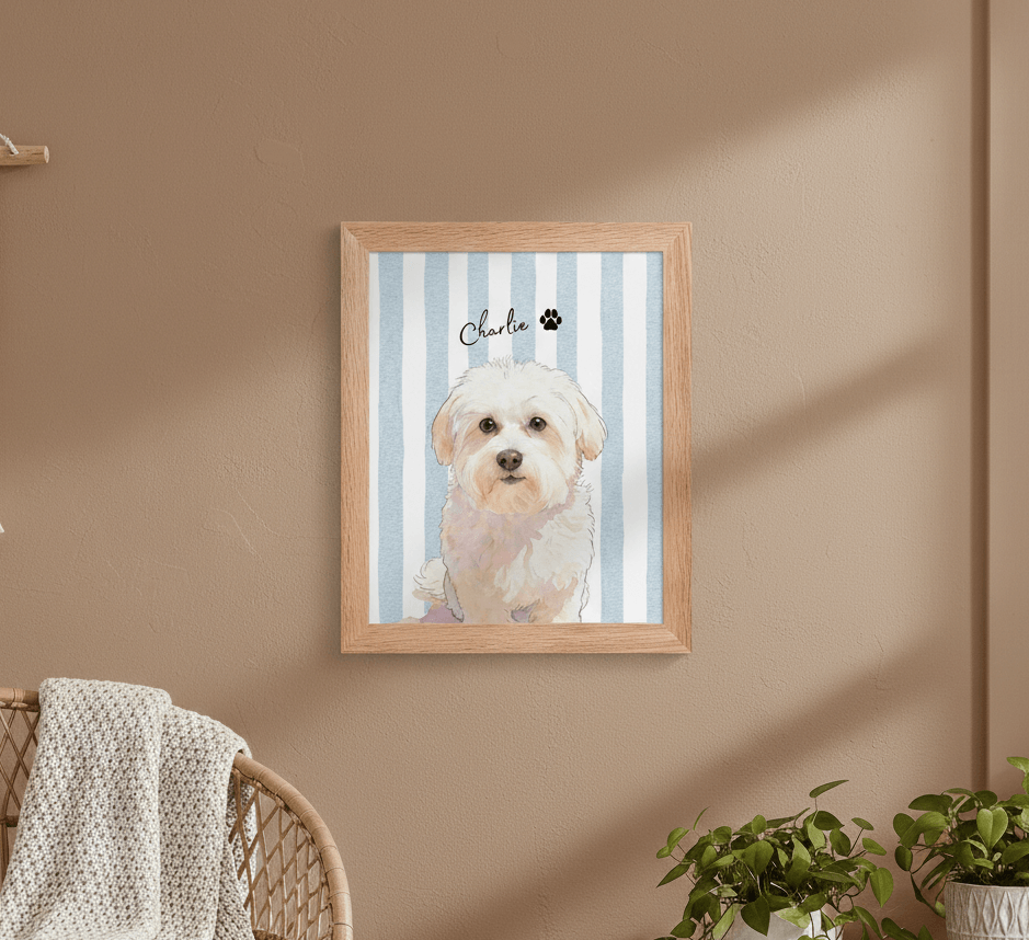 blue strips dog portrait product image